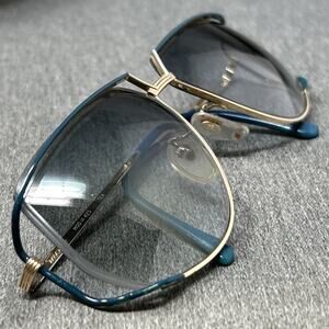 Vintage Tura Eyeglasses Mod 425 Japan Blue Accent 60□13 143 Geometric Frame